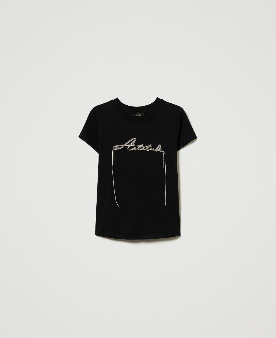 Twin Set T-shirt con logo e strass Vendita