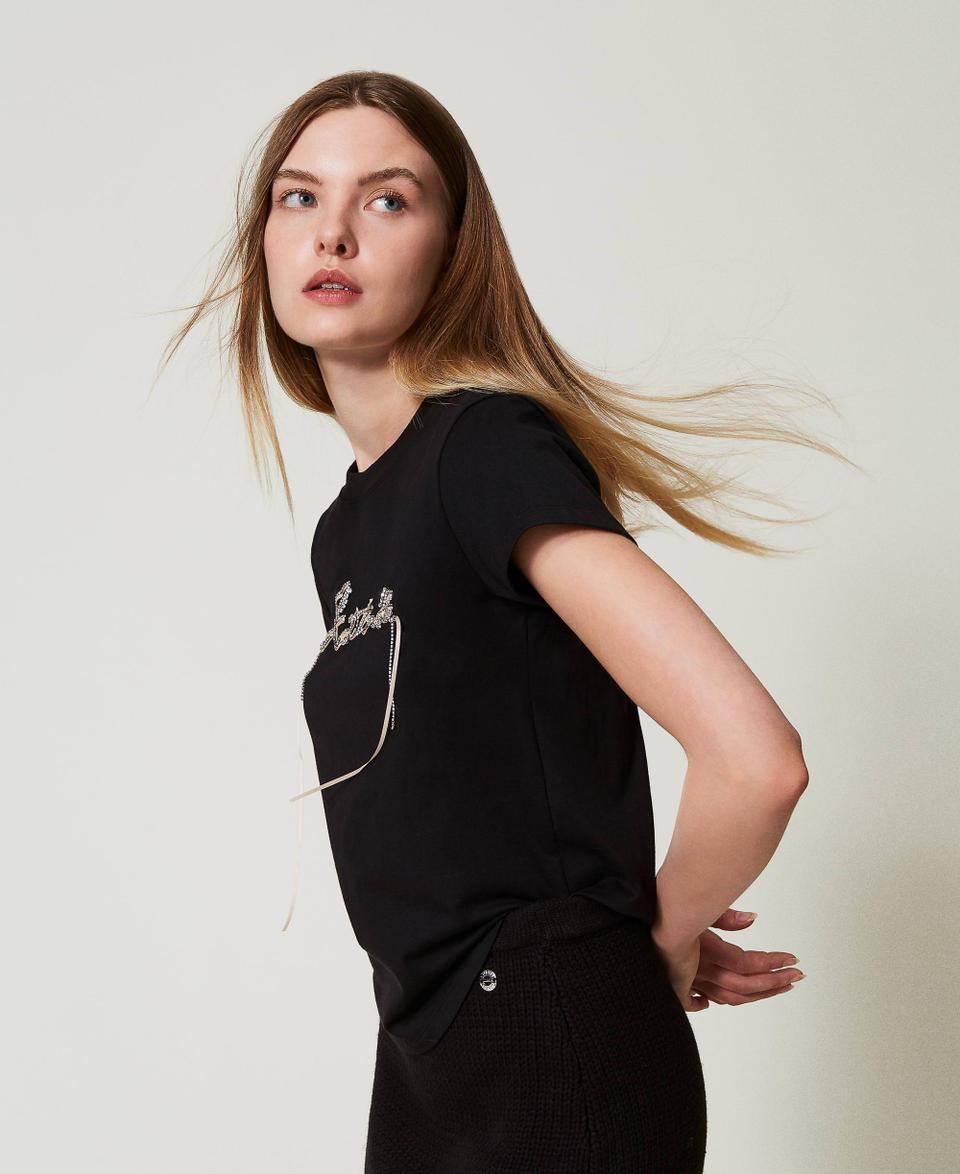 Twin Set T-shirt con logo e strass Vendita