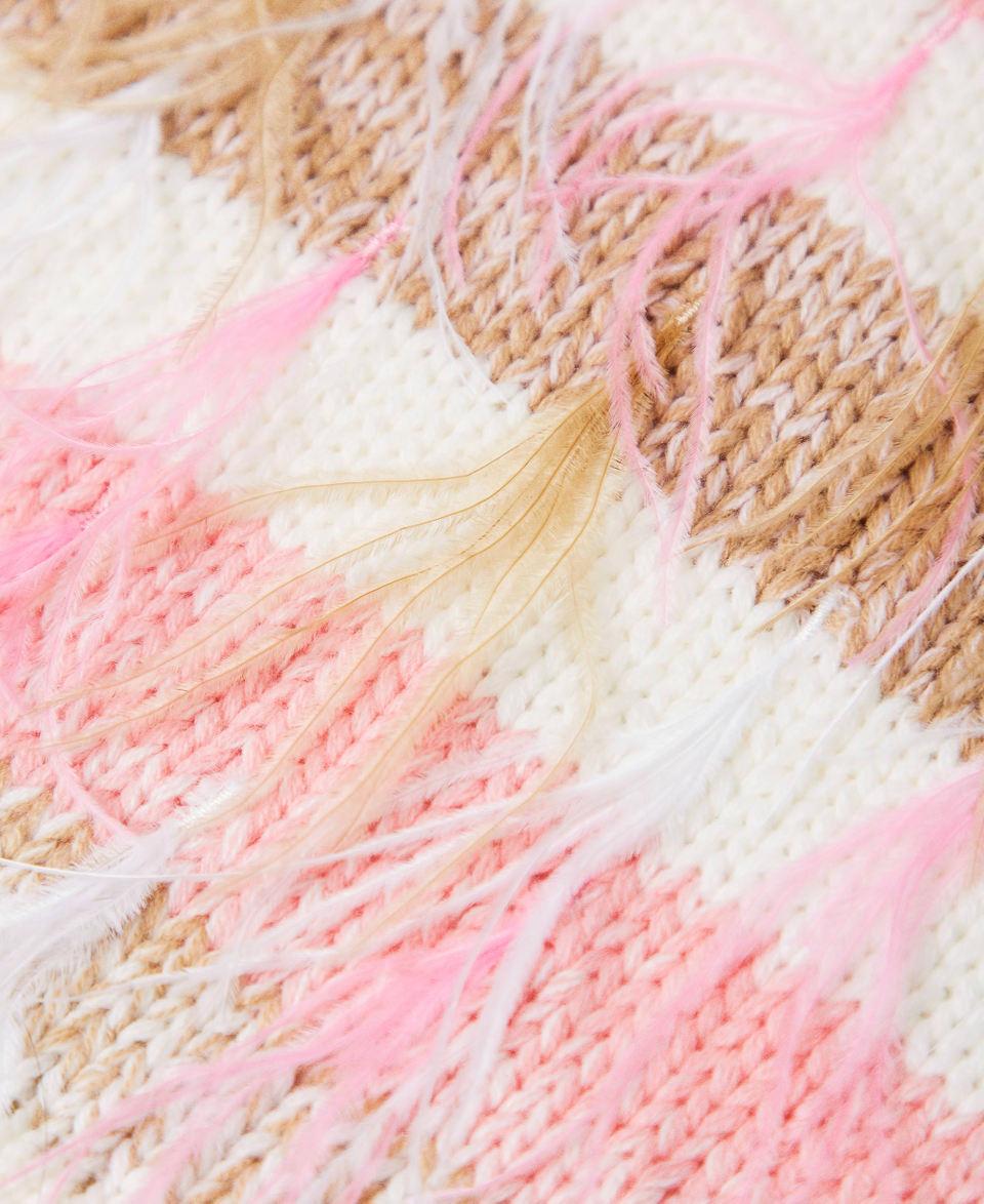 Twin Set Sciarpa jacquard con piume Spedizione Gratuita