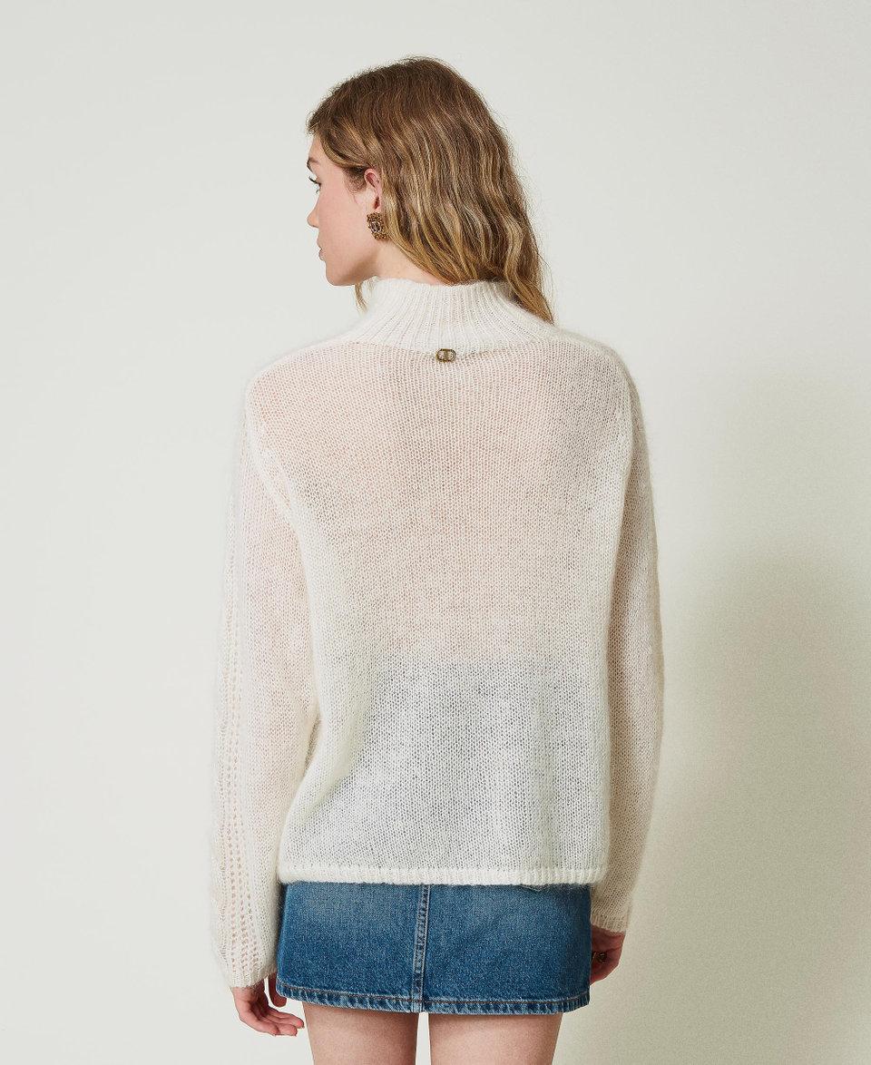 Twin Set Maglia lupetto in lana e mohair con pizzo Pezzi Unici