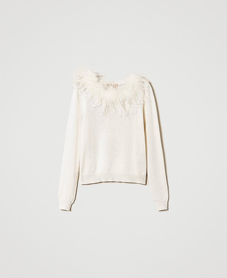 Twin Set Maglia regular in misto lana con piume Consegna Veloce