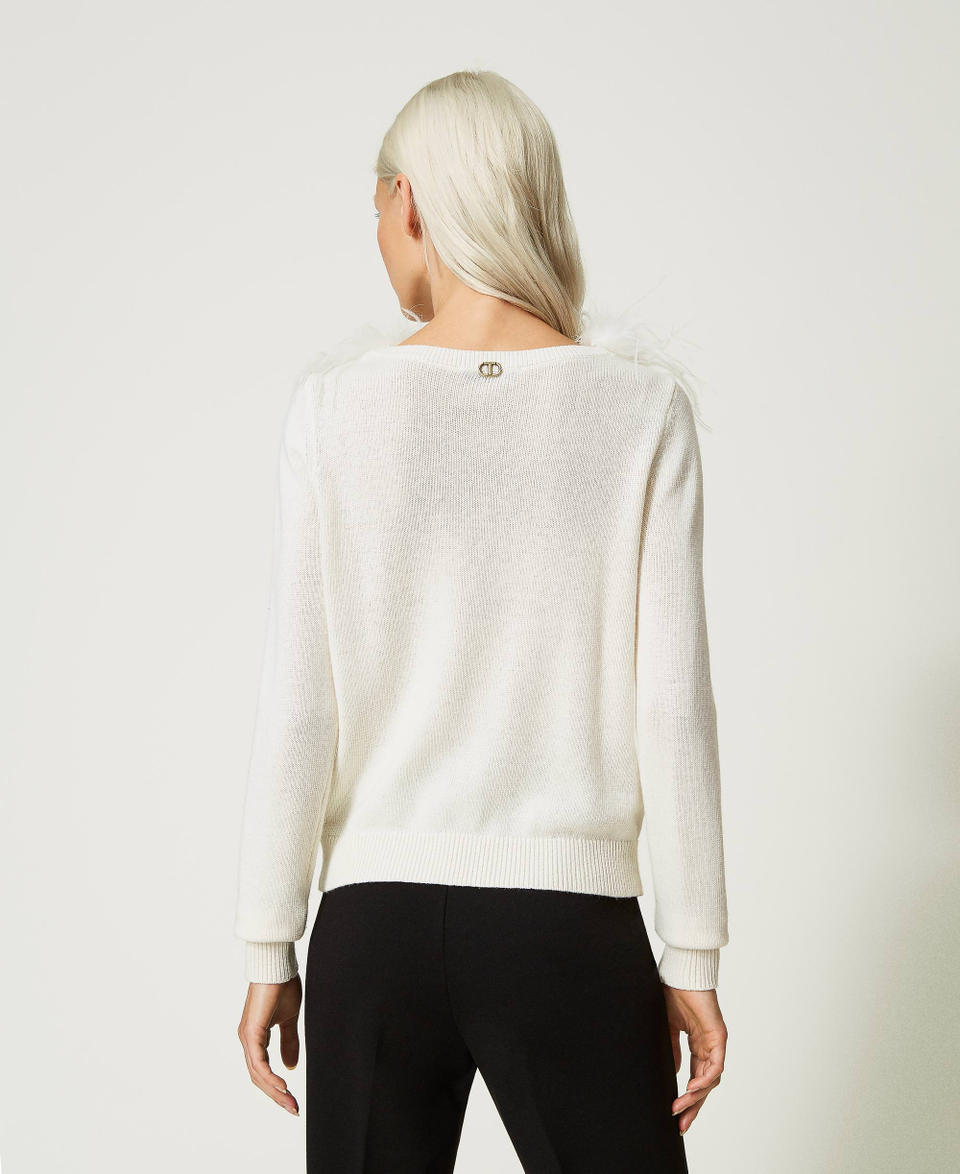 Twin Set Maglia regular in misto lana con piume Consegna Veloce
