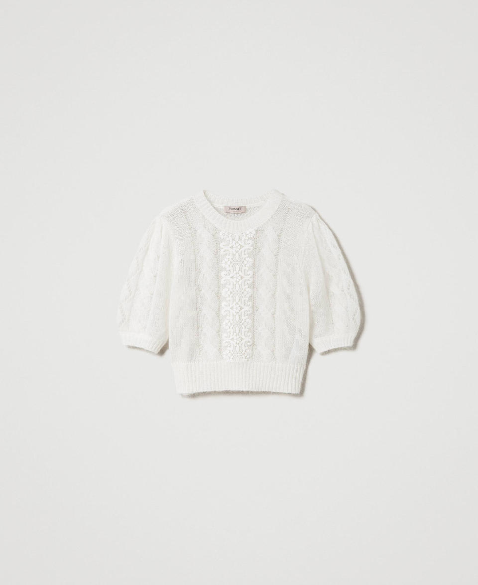 Twin Set Maglia in lana e mohair con pizzo Acquista Ora