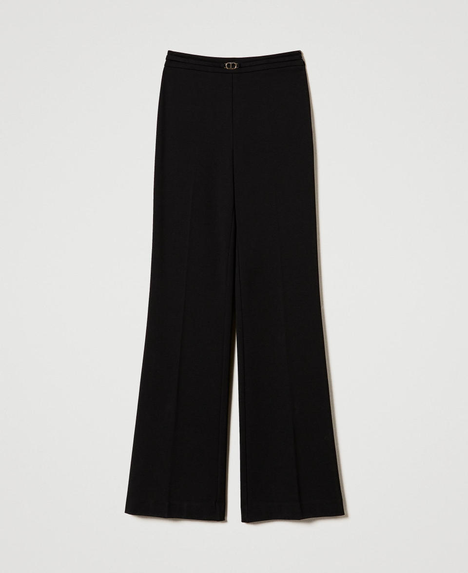 Twin Set Pantaloni straight leg con cinturino Oval T Promozione Limitata