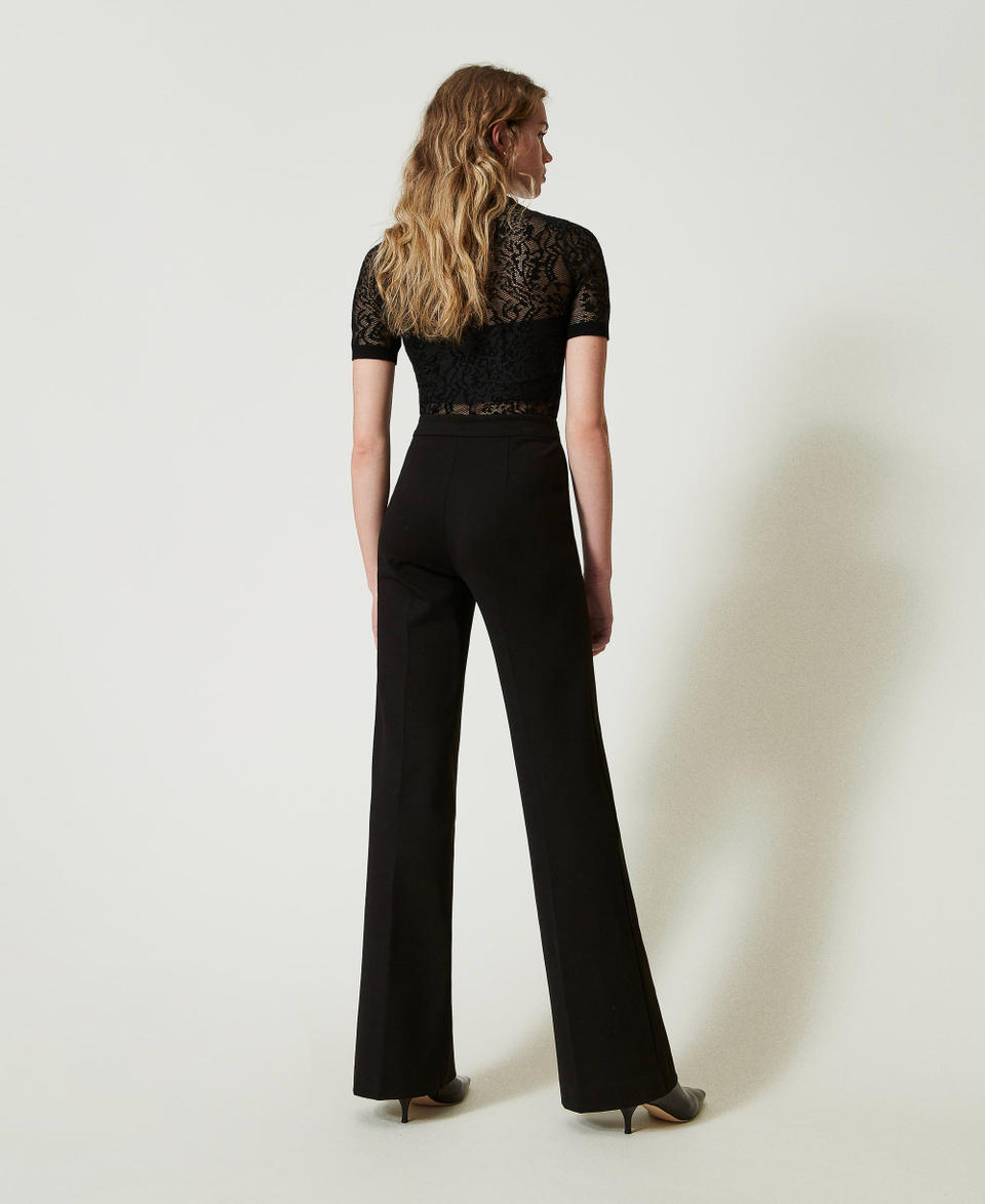 Twin Set Pantaloni straight leg con cinturino Oval T Promozione Limitata