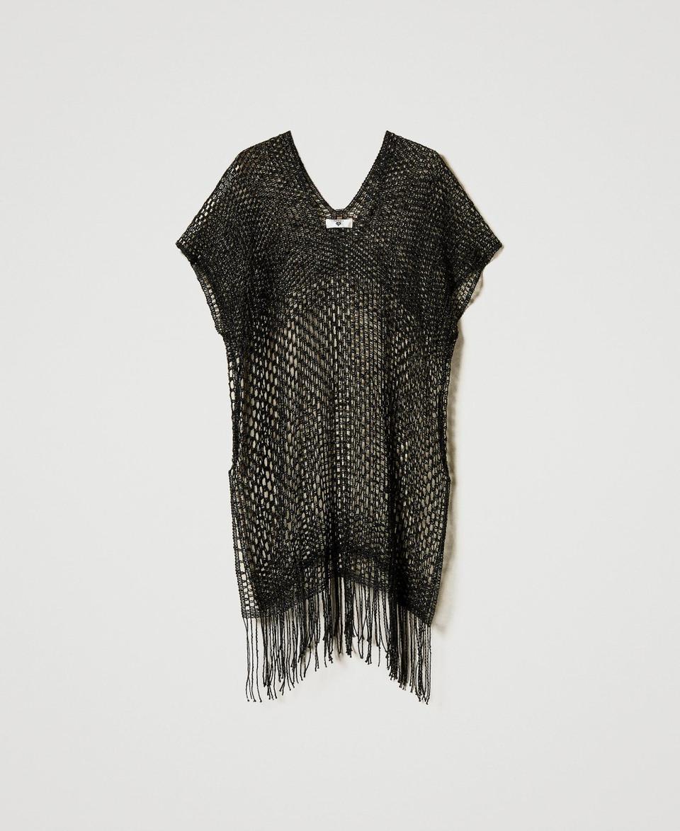 Twin Set Poncho in rete lurex con frange Sottocosto