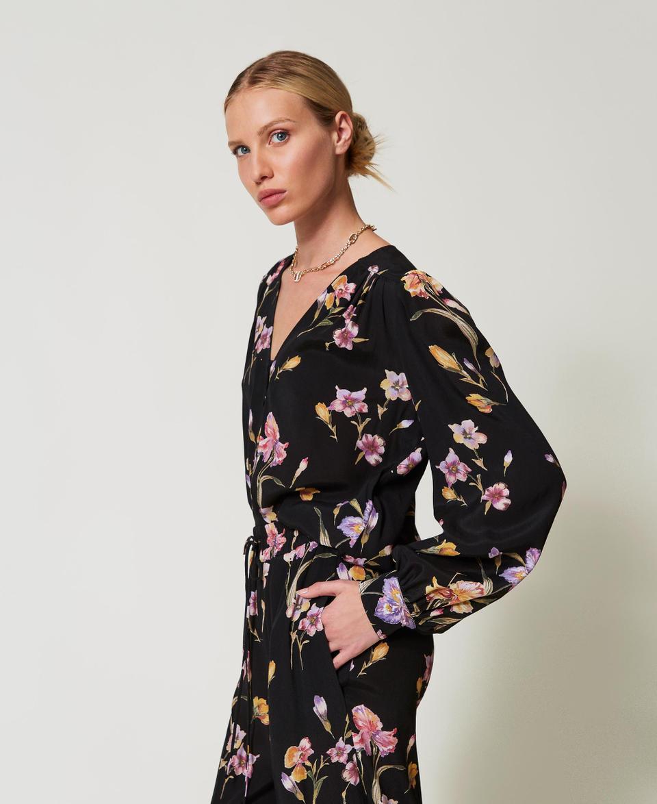 Twin Set Camicia in crêpe de Chine a fiori Sconto