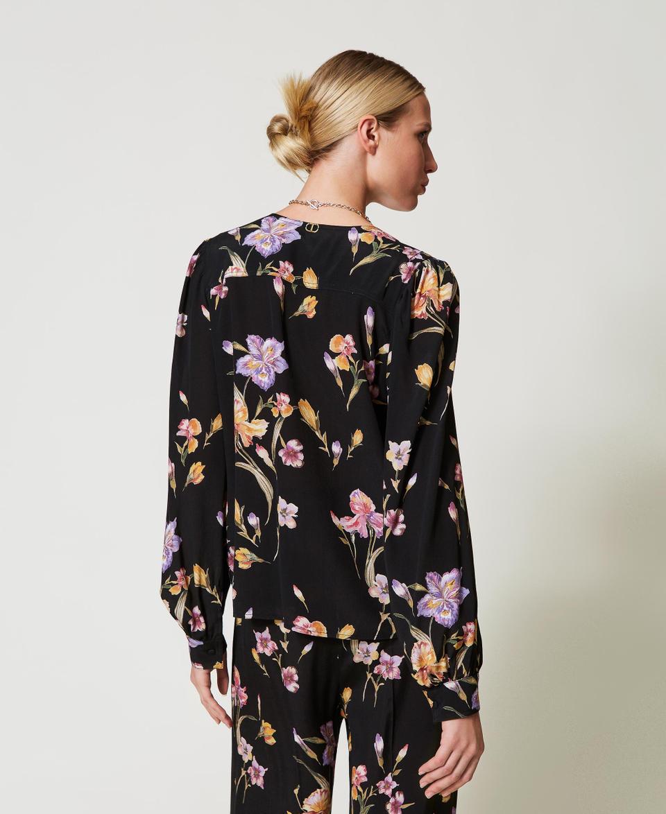 Twin Set Camicia in crêpe de Chine a fiori Sconto