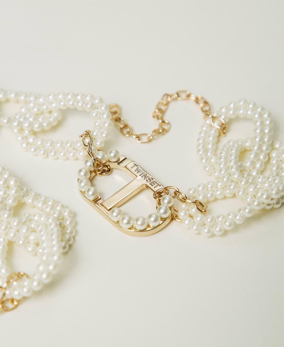 Twin Set Collana con catena di perle e Oval T Fino Al -60%