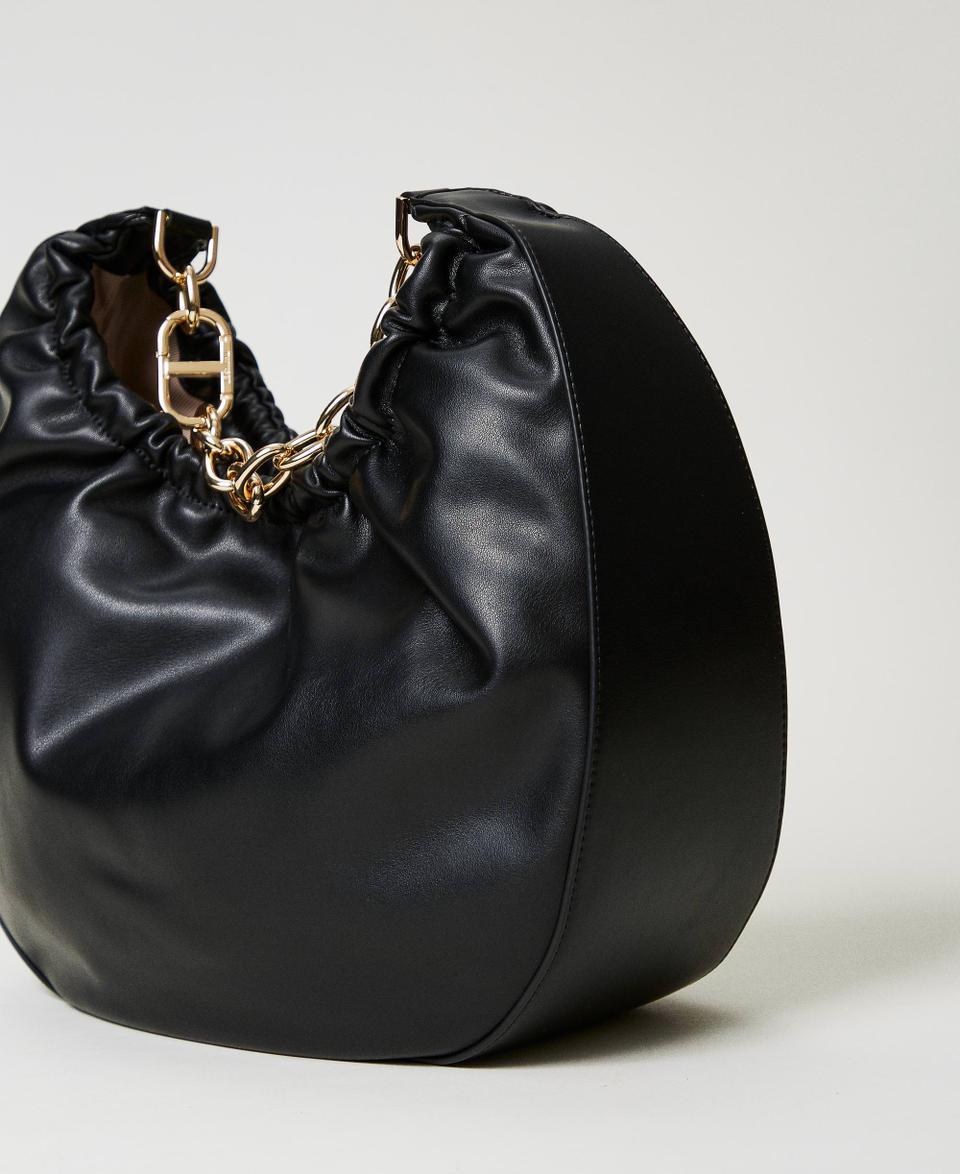 Twin Set Borsa hobo ‘Croissant’ con arricciatura e Oval T In Vendita