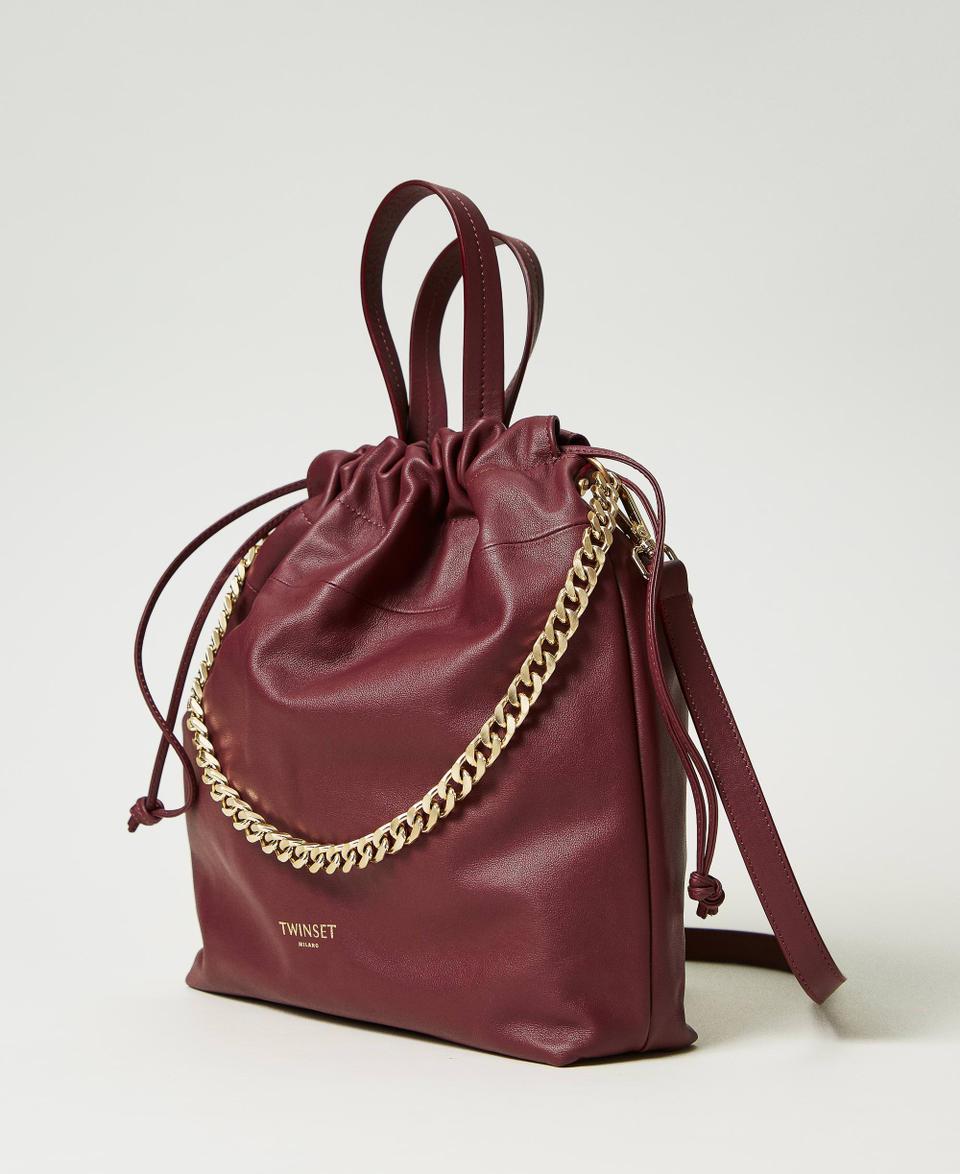 Twin Set Borsa shopper media in pelle con coulisse Offerte