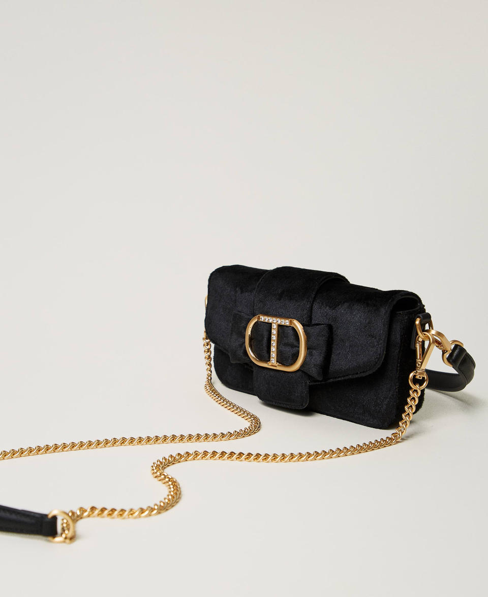 Twin Set Borsa a tracolla 'Amie' piccola in velluto ricamato Sottocosto