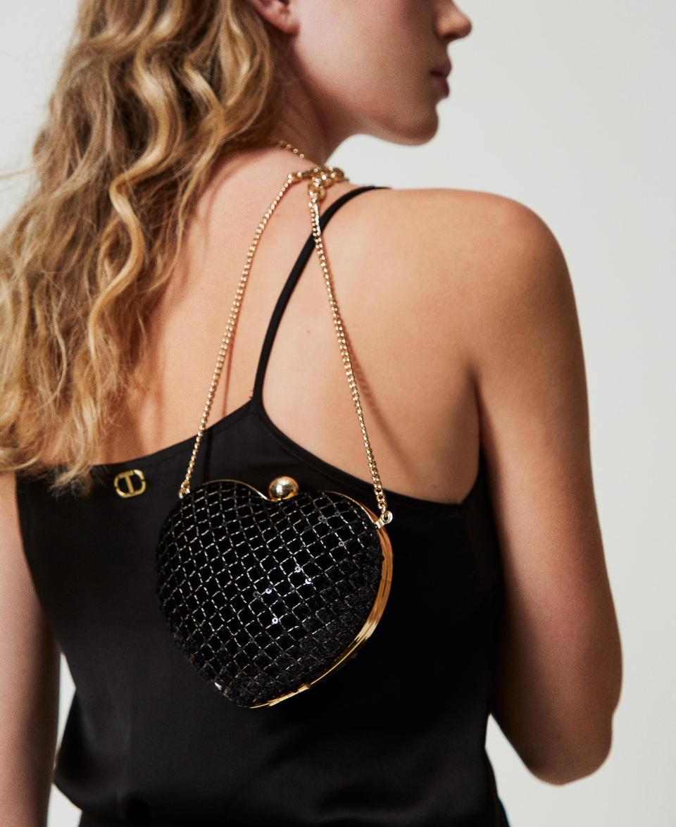 Twin Set Clutch 'Coup de coeur' in velluto ricamato Outlet