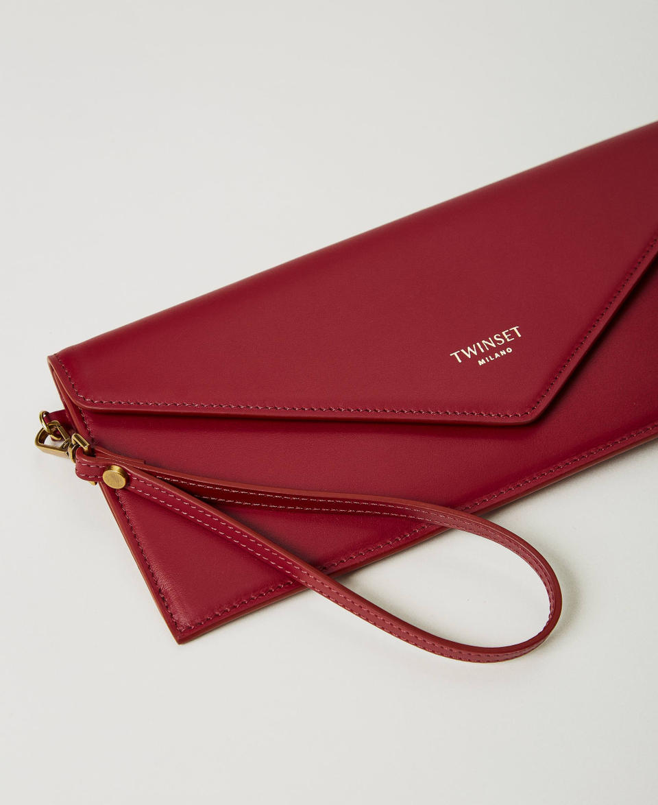 Twin Set Clutch in pelle con logo In Vendita