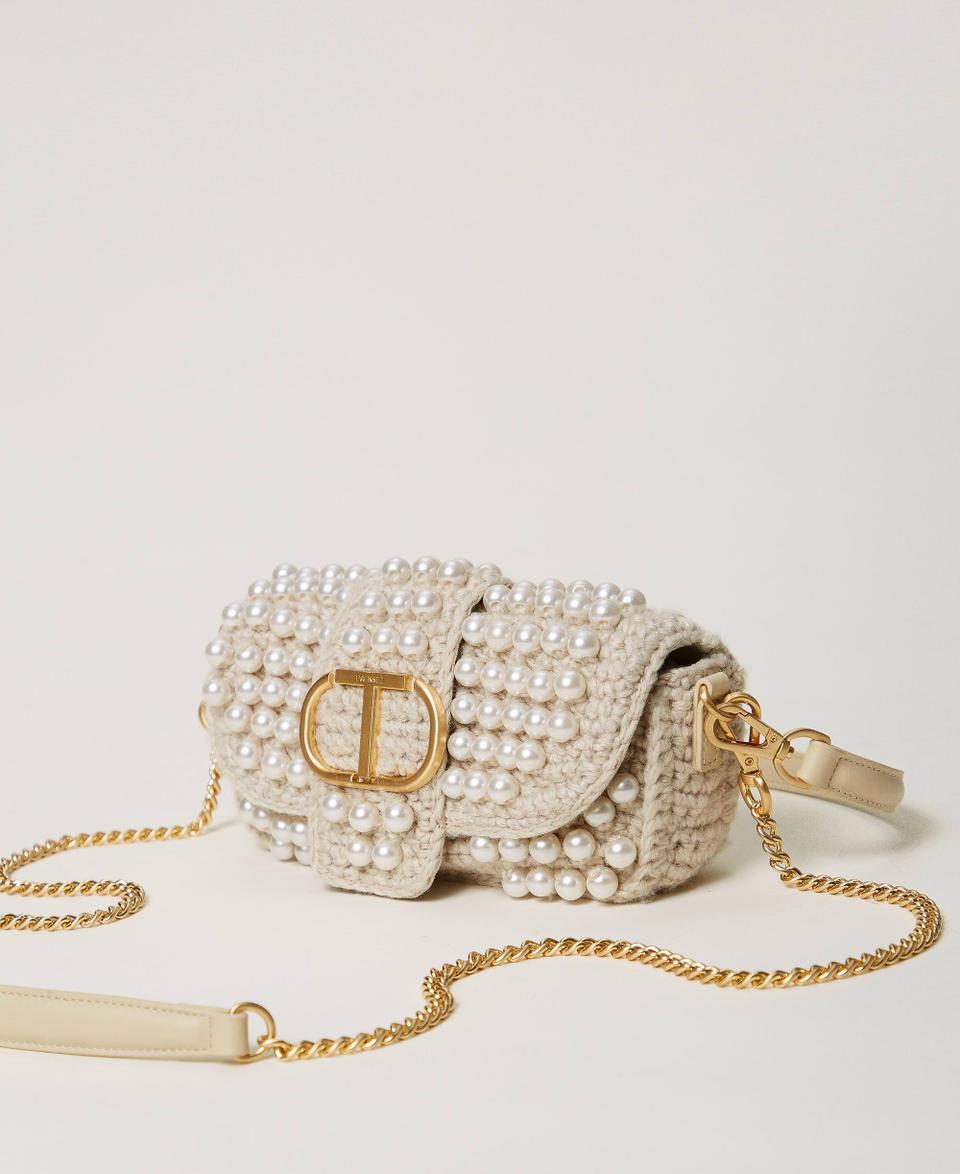 Twin Set Borsa a tracolla 'Amie' piccola crochet con perle Offerte