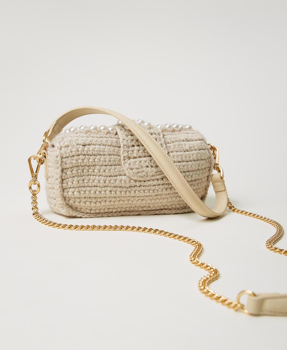 Twin Set Borsa a tracolla 'Amie' piccola crochet con perle Offerte