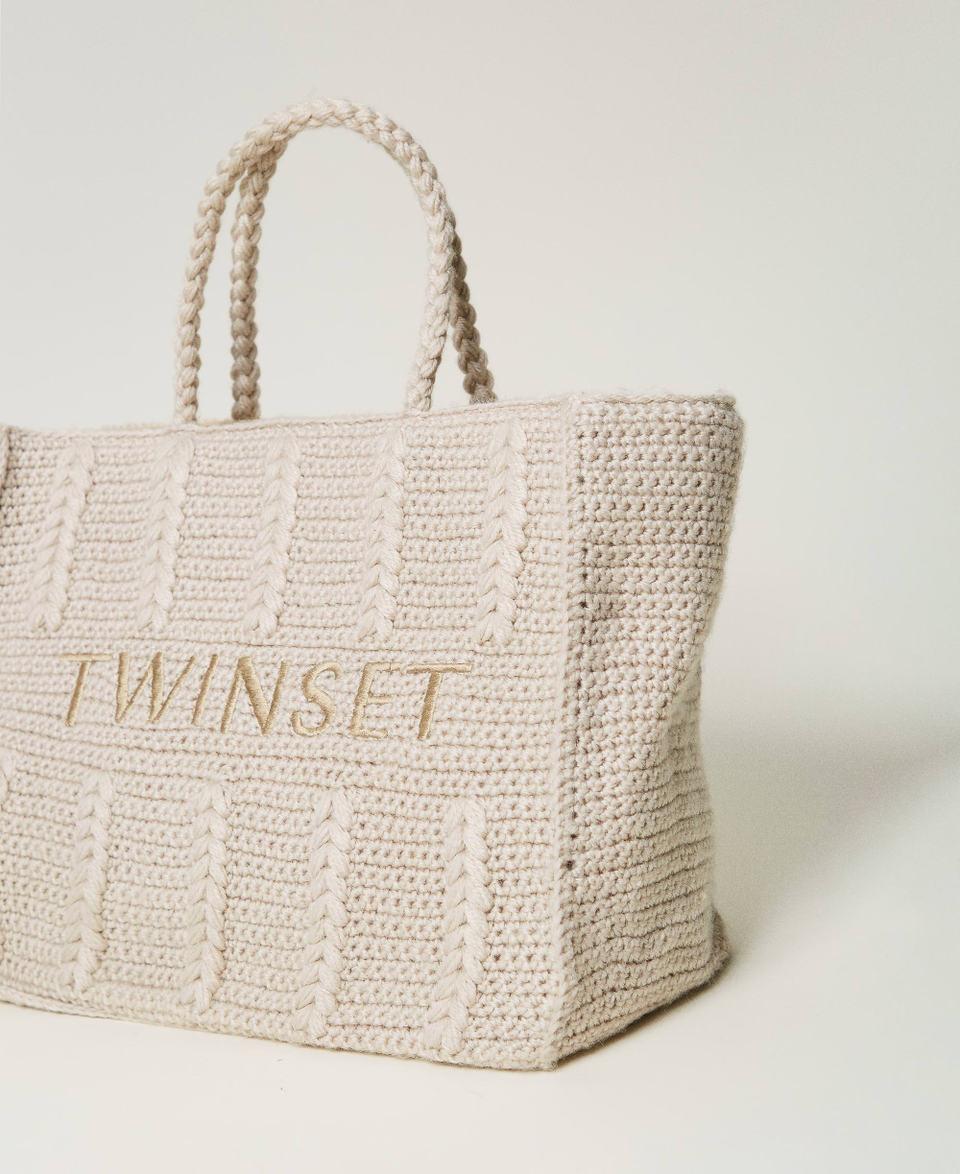 Twin Set Borsa shopper 'Bohémienne' tricot con logo Negozio