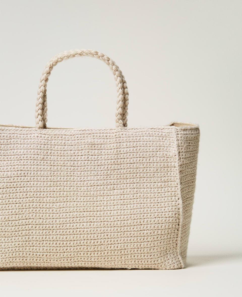 Twin Set Borsa shopper 'Bohémienne' tricot con logo Negozio
