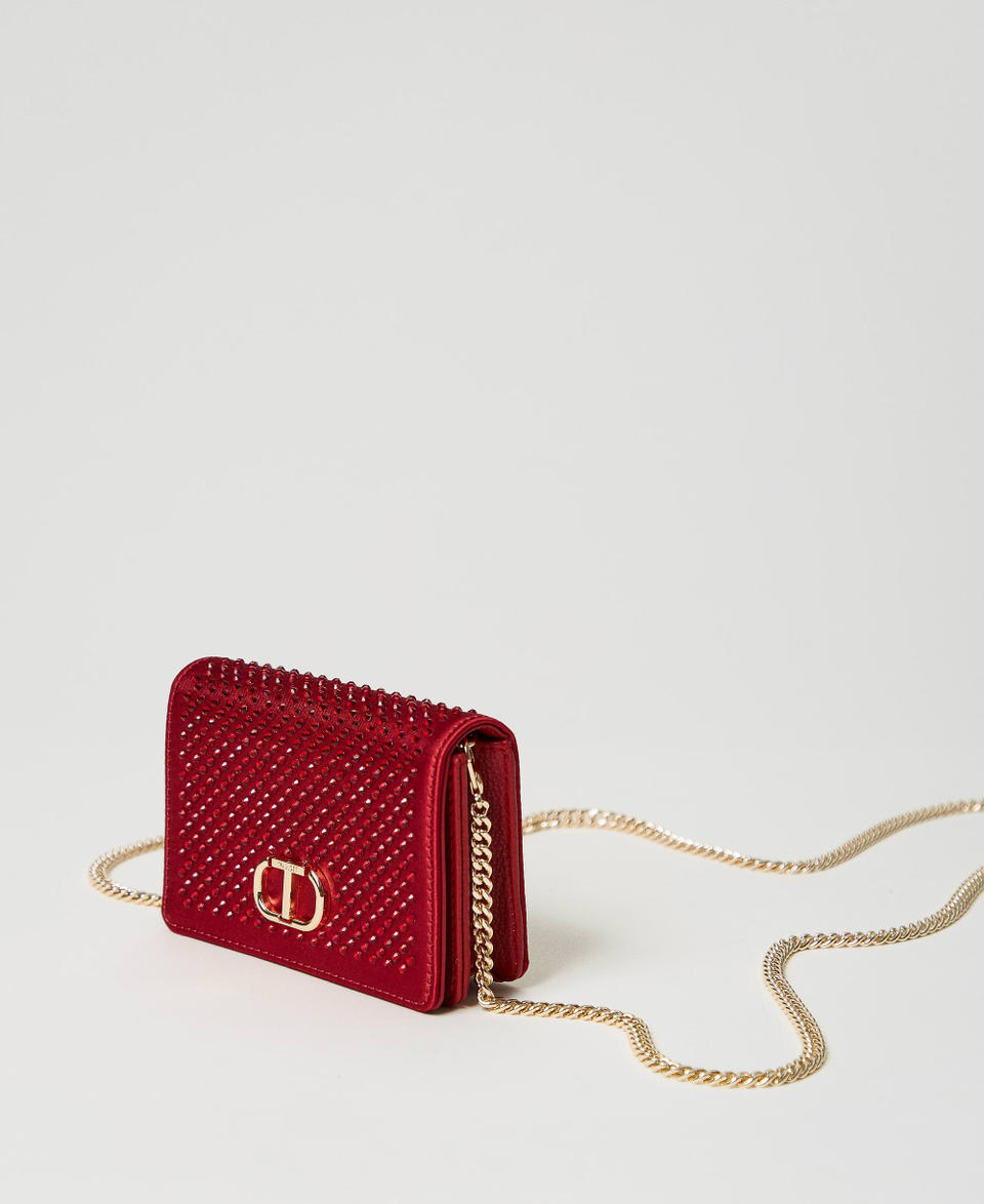 Twin Set Mini borsa a tracolla in raso con strass 2025