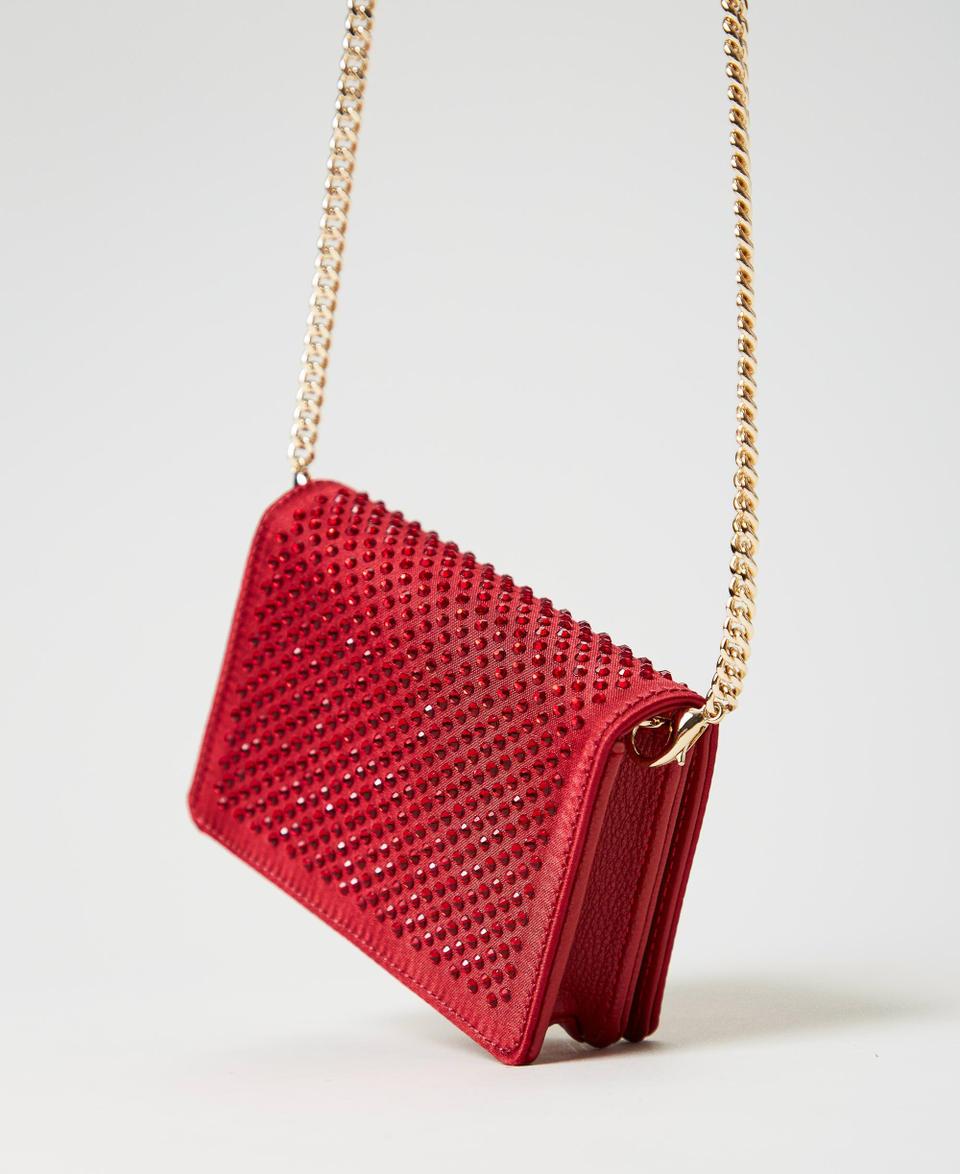 Twin Set Mini borsa a tracolla in raso con strass 2025