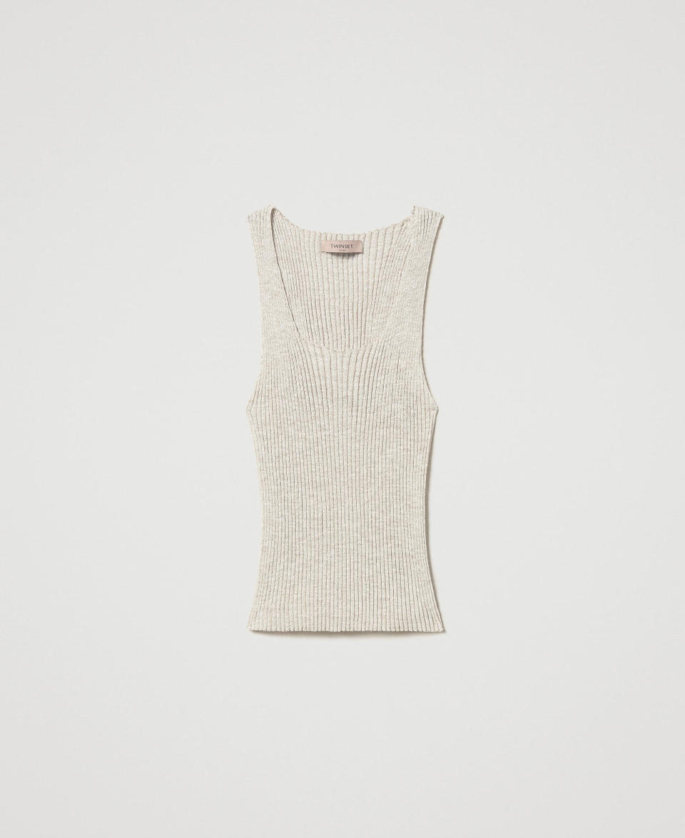 Twin Set Top in maglia di misto lino Promozione Limitata
