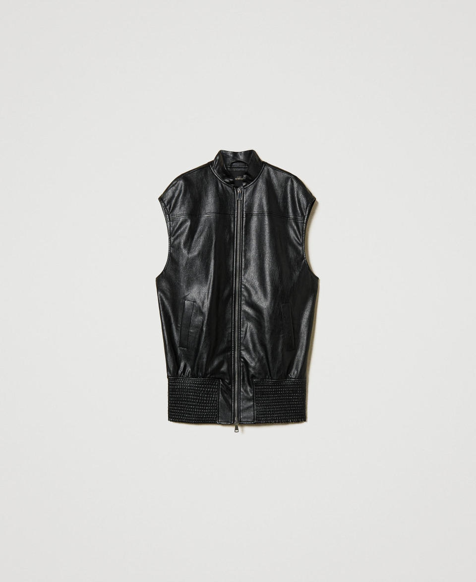Twin Set Gilet lungo effetto pelle Grande vendita