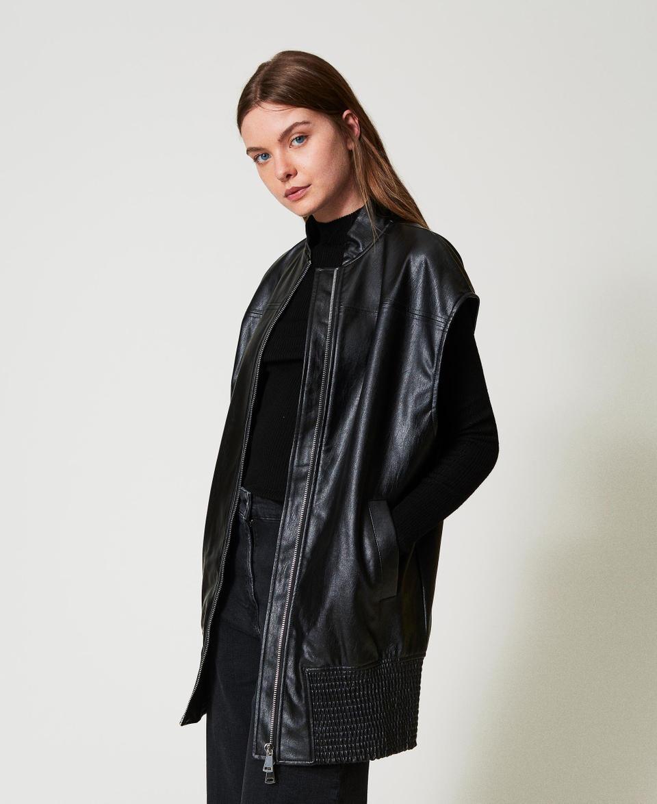 Twin Set Gilet lungo effetto pelle Grande vendita