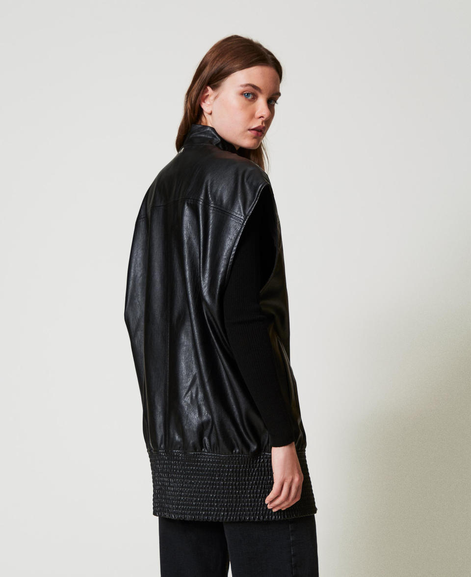 Twin Set Gilet lungo effetto pelle Grande vendita