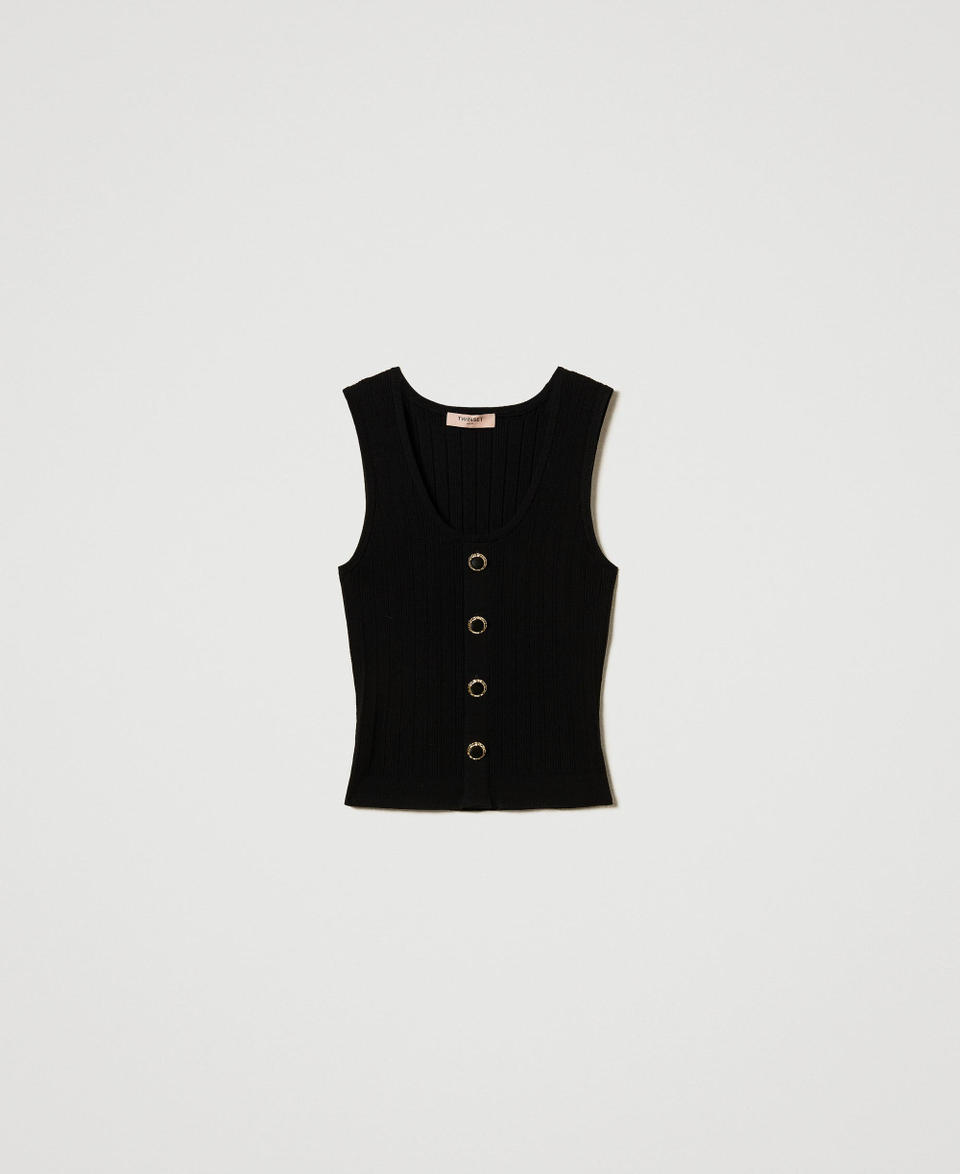Twin Set Top in maglia con bottoni décor Saldi