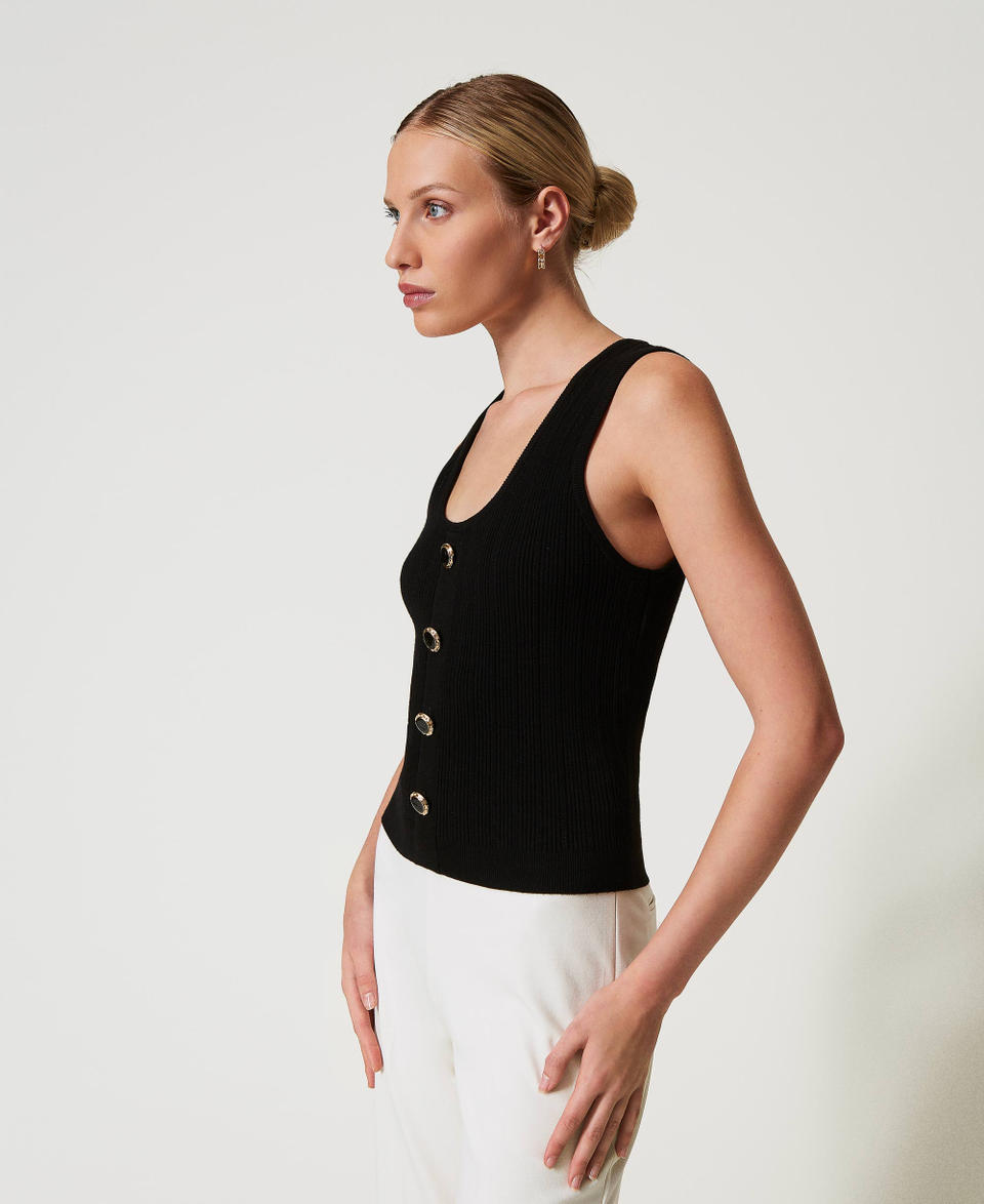 Twin Set Top in maglia con bottoni décor Saldi