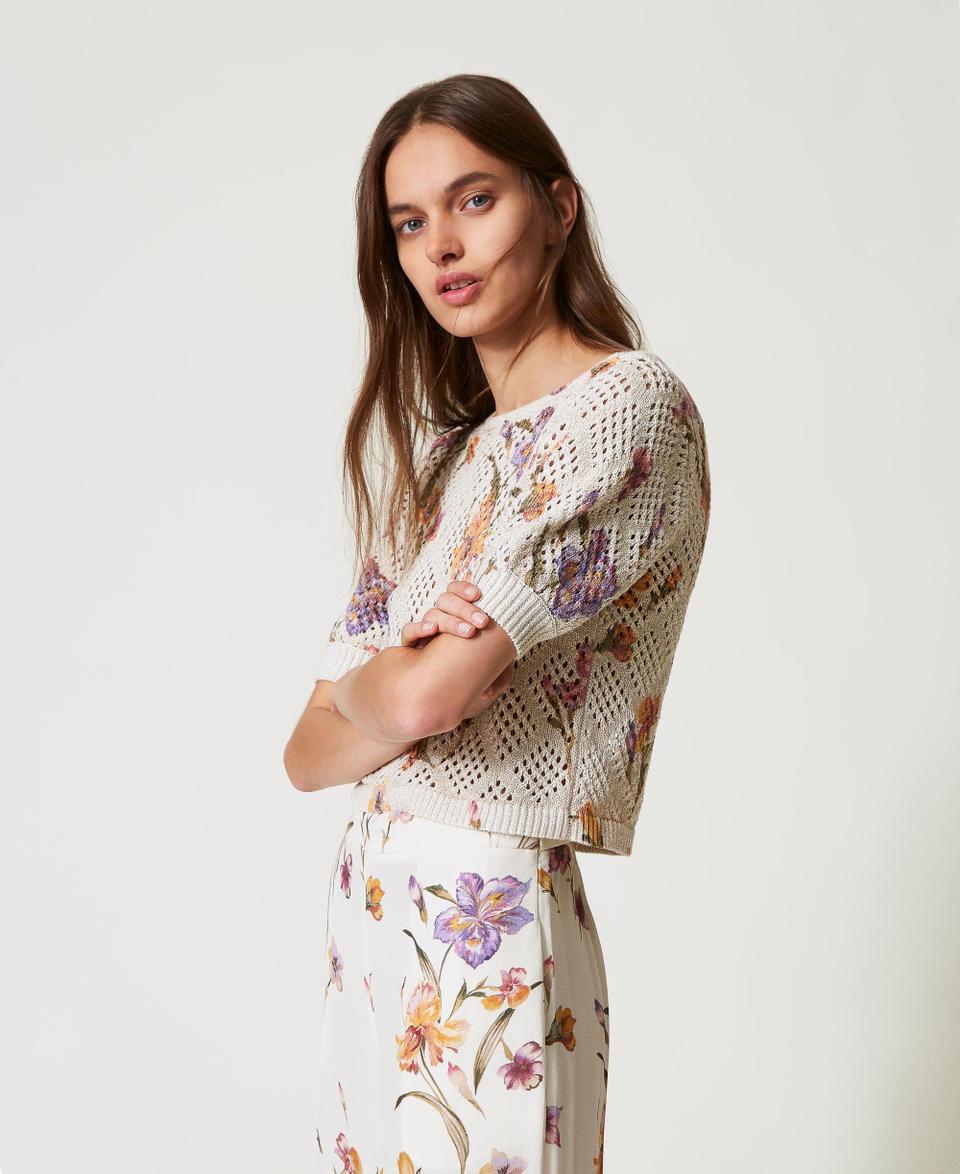 Twin Set Maglia a rete con stampa a fiori Vendita Calda