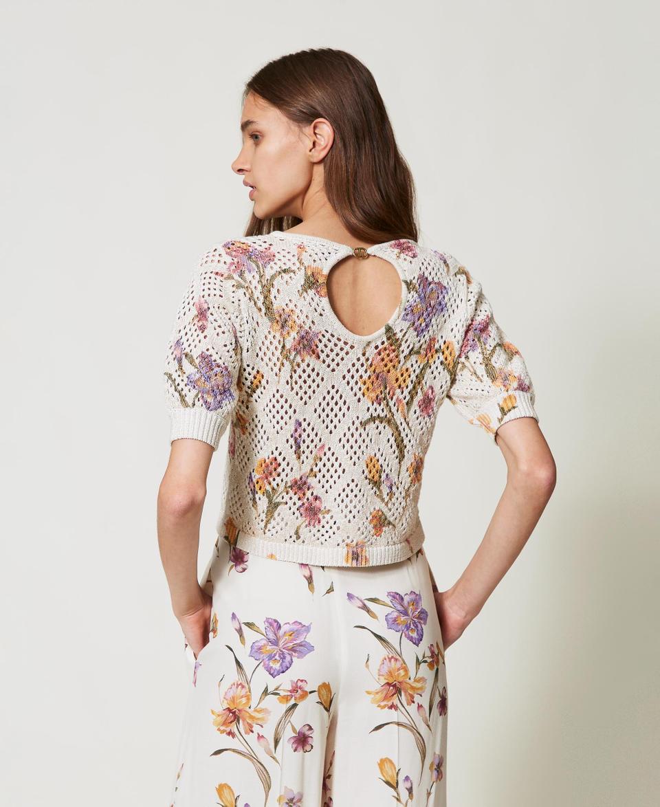 Twin Set Maglia a rete con stampa a fiori Vendita Calda
