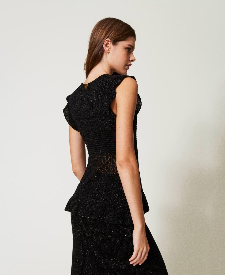 Twin Set Maglia in filato lurex con volant Saldi Di Fabbrica