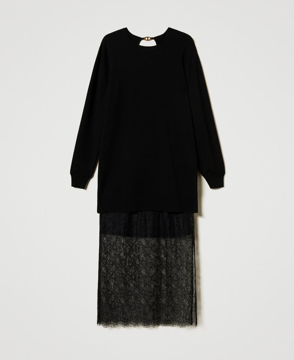 Twin Set Abito corto in maglia e gonna in pizzo Vendite Flash