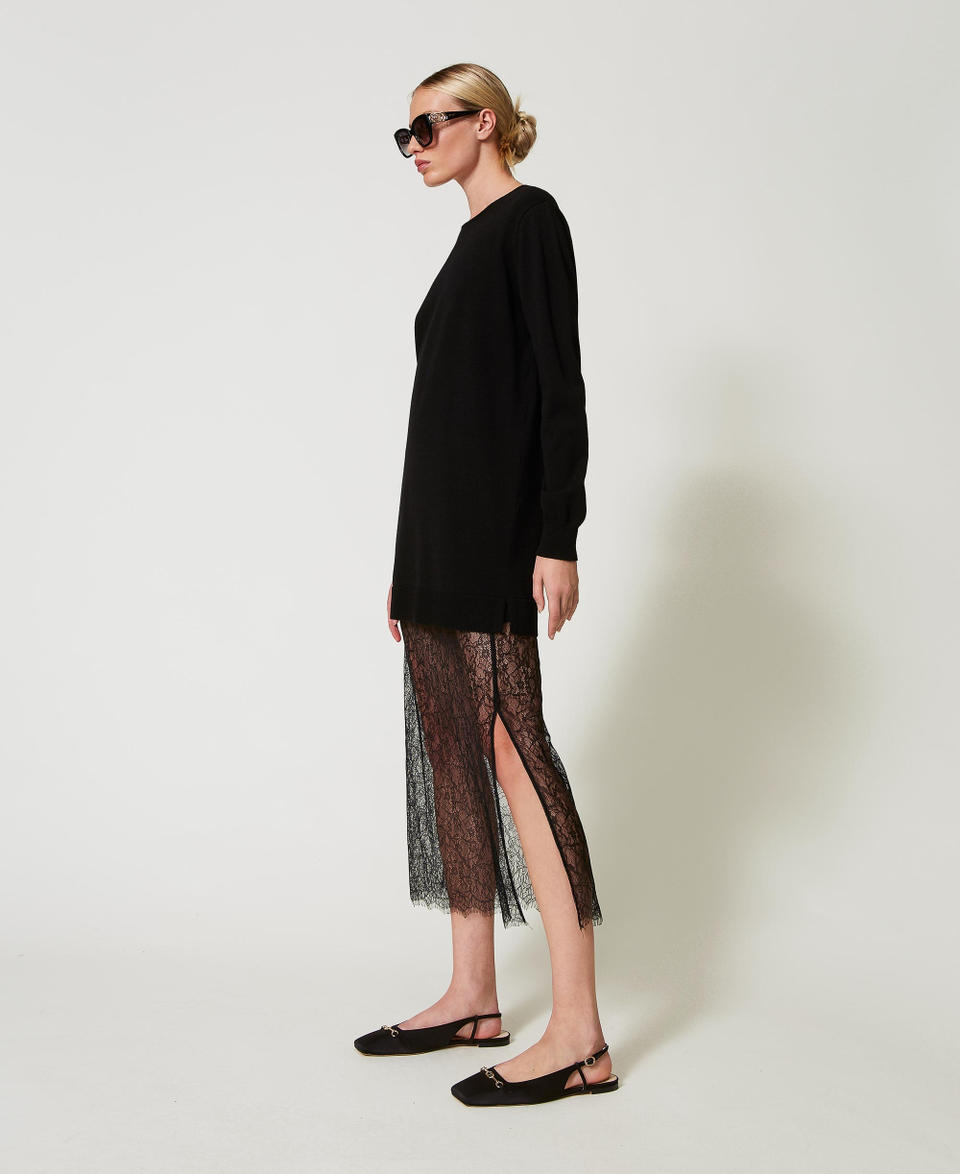 Twin Set Abito corto in maglia e gonna in pizzo Vendite Flash