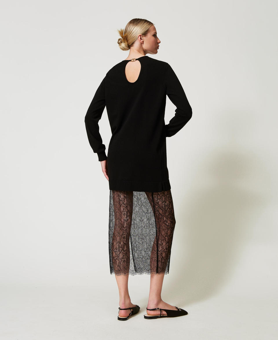 Twin Set Abito corto in maglia e gonna in pizzo Vendite Flash