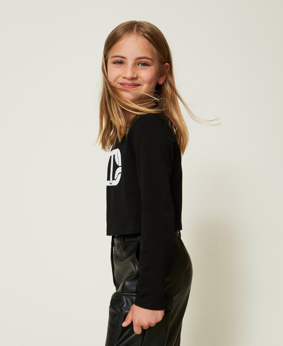 Twin Set T-shirt cropped con logo gommato Moda