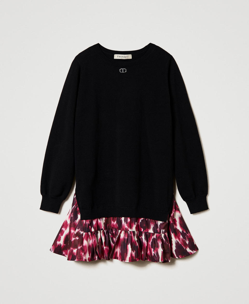 Twin Set Abito corto in maglia con inserto stampato Consegna Veloce