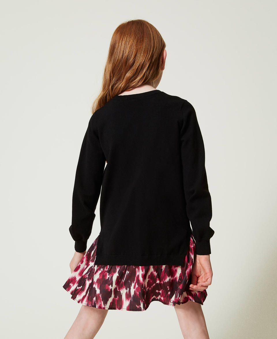 Twin Set Abito corto in maglia con inserto stampato Consegna Veloce