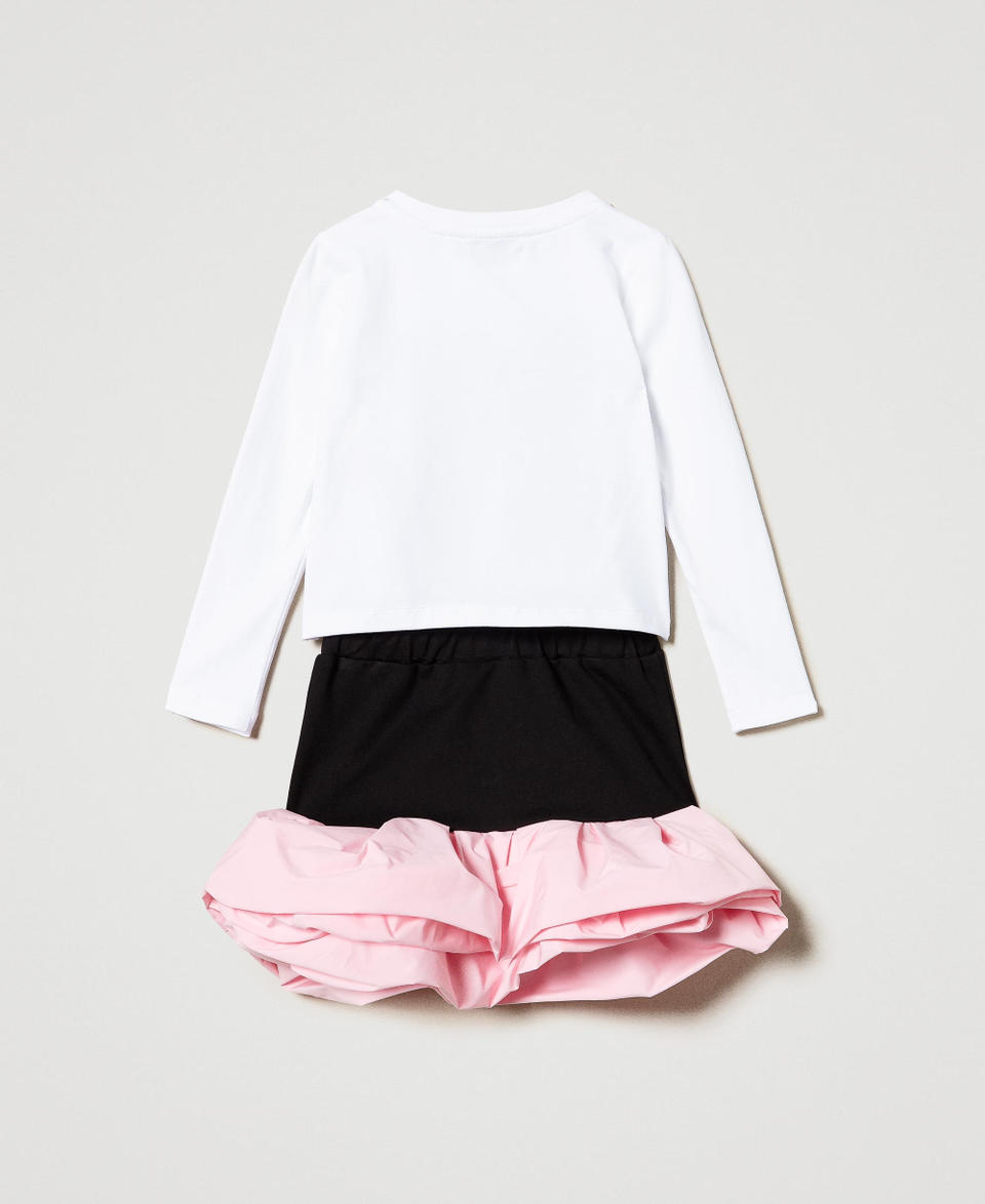 Twin Set T-shirt stampata e gonna con balze Prezzo Ridotto