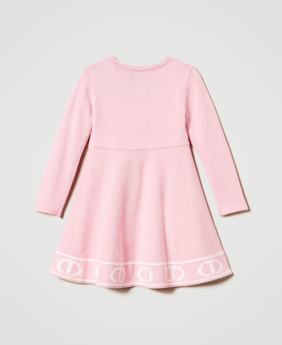 Twin Set Abito corto in maglia con Oval T jacquard Novità