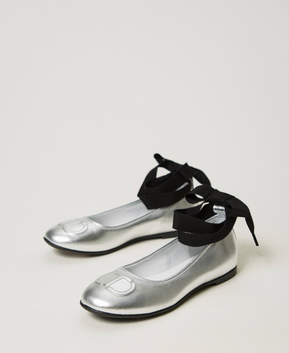 Twin Set Ballerine in pelle con nastri Economico