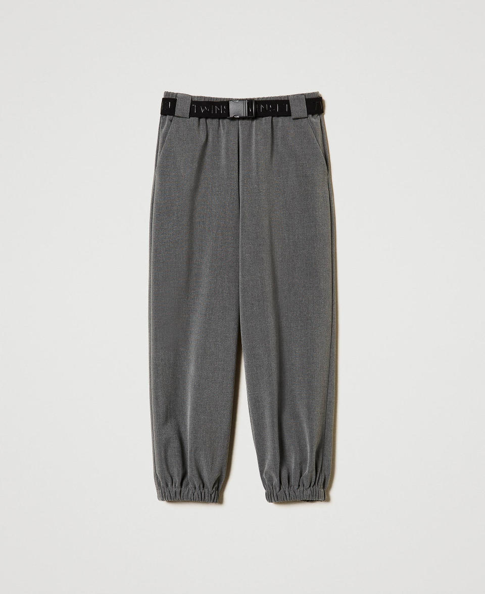 Twin Set Pantaloni joggers in flanella con cintura Online
