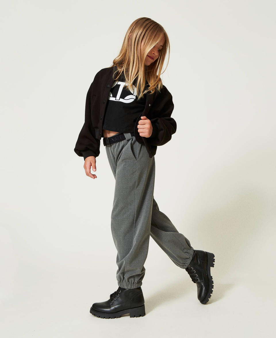 Twin Set Pantaloni joggers in flanella con cintura Online