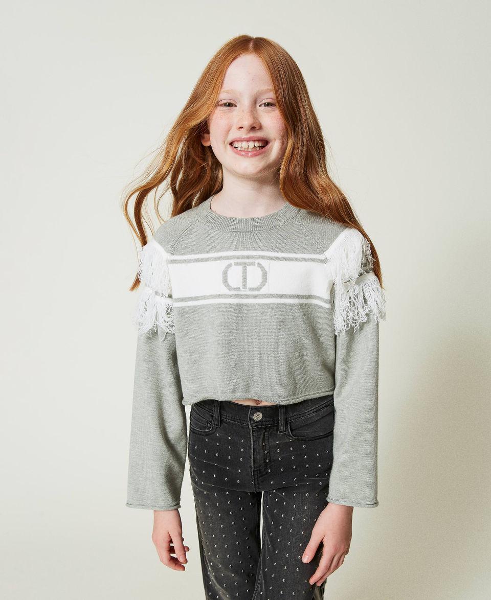 Twin Set Maglia con Oval T jacquard e frange Outlet