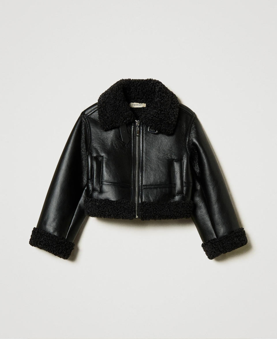 Twin Set Giacca aviatore con faux fur Saldi