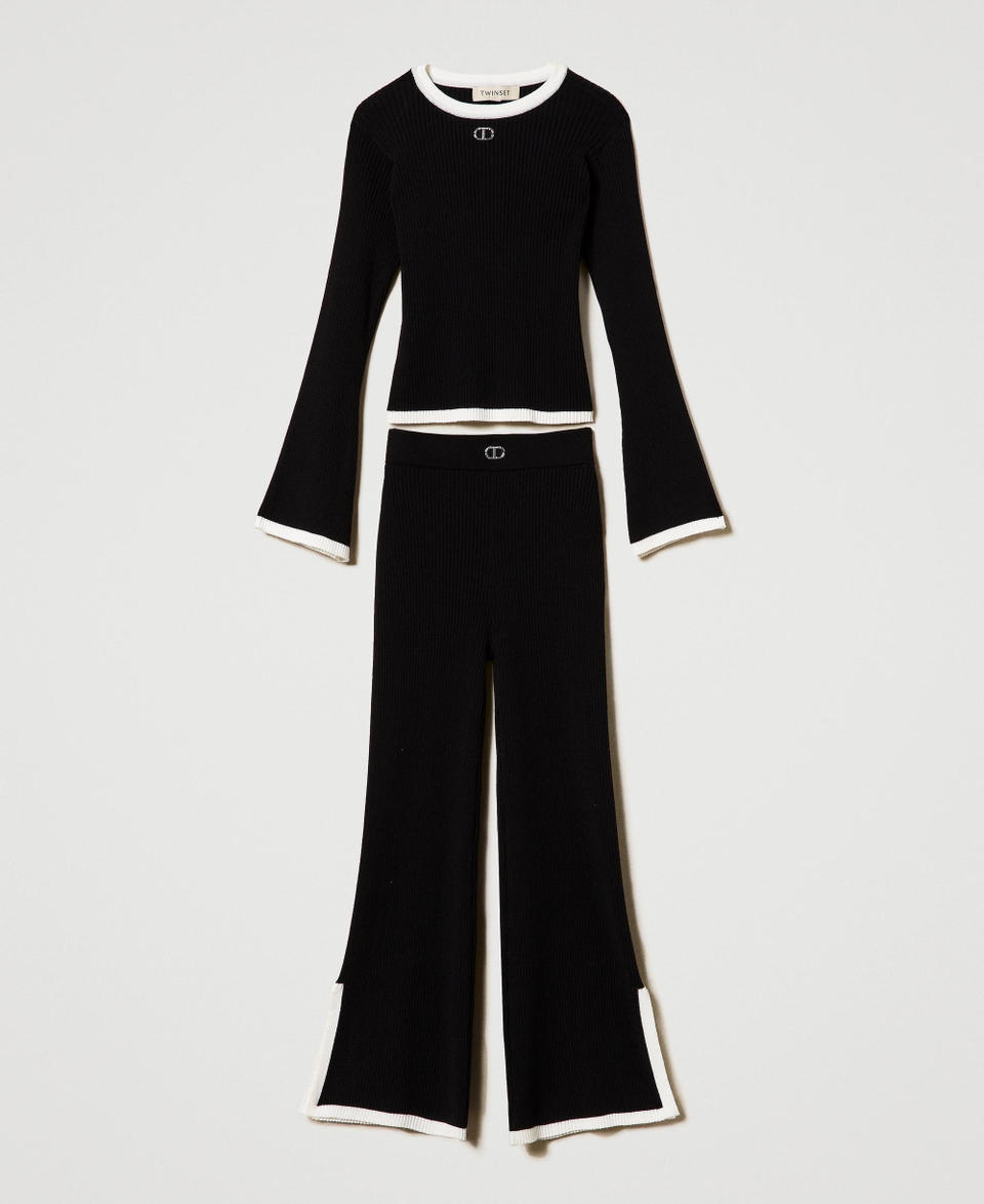 Twin Set Maglia e pantaloni ampi a costine Vendite Flash