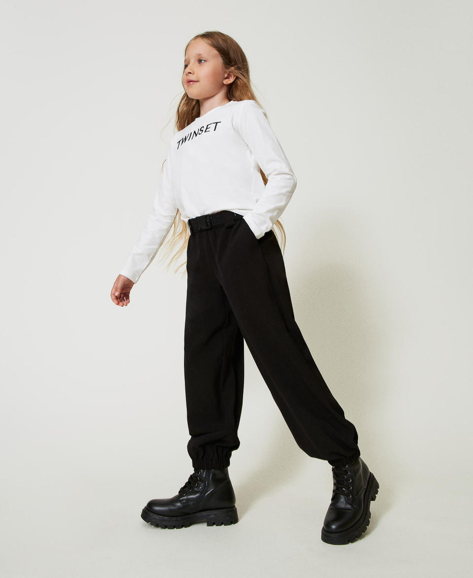 Twin Set T-shirt cropped con logo ricamato Italy