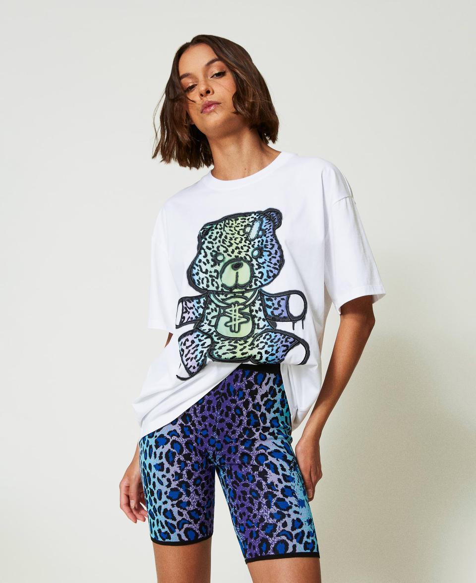 Twin Set Shorts biker MYFO in maglia jacquard Spedizione Gratuita