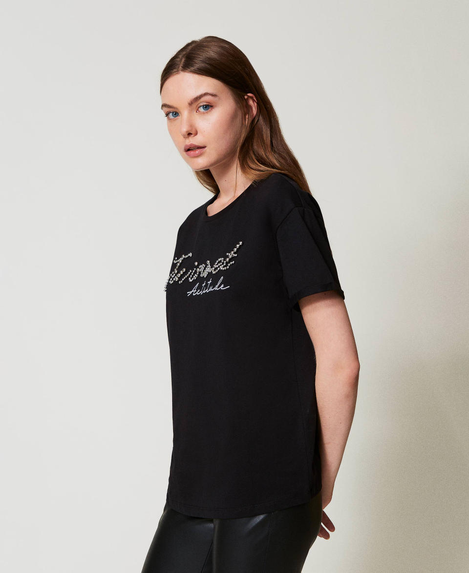 Twin Set T-shirt con logo lurex Prezzo Ridotto